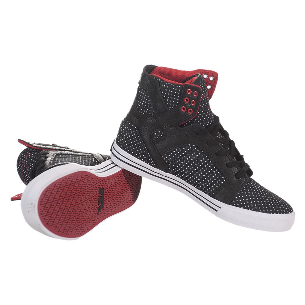 Baskets Montantes Supra SkyTop Noir Blanche Black/White-White Homme | IYR-76478527